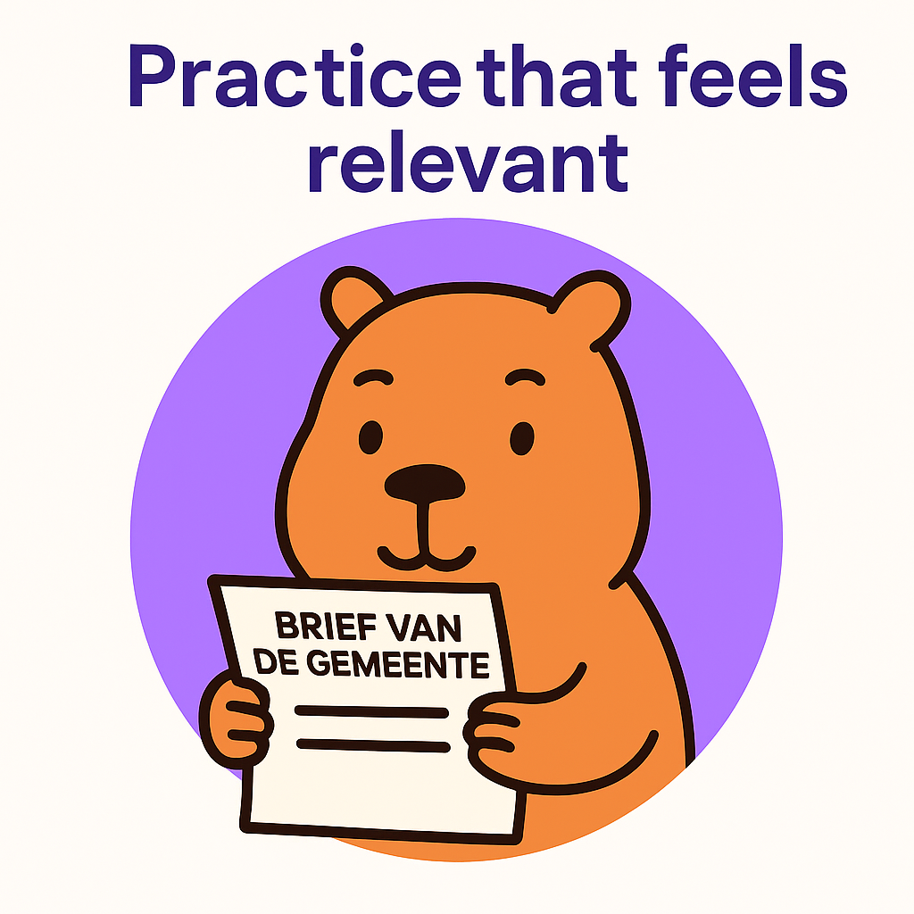 Capybara holding gemeente letter